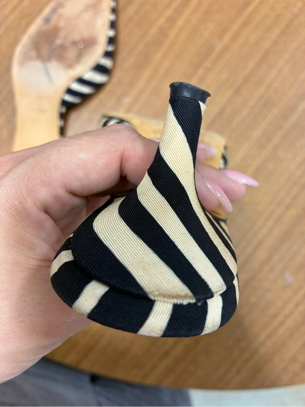 kate spade Black and Pink Striped Pointed-Toe Mule